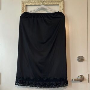 REITMAN’S | Vintage Sexy Black Satin Rayon Half Slip with Lace Details